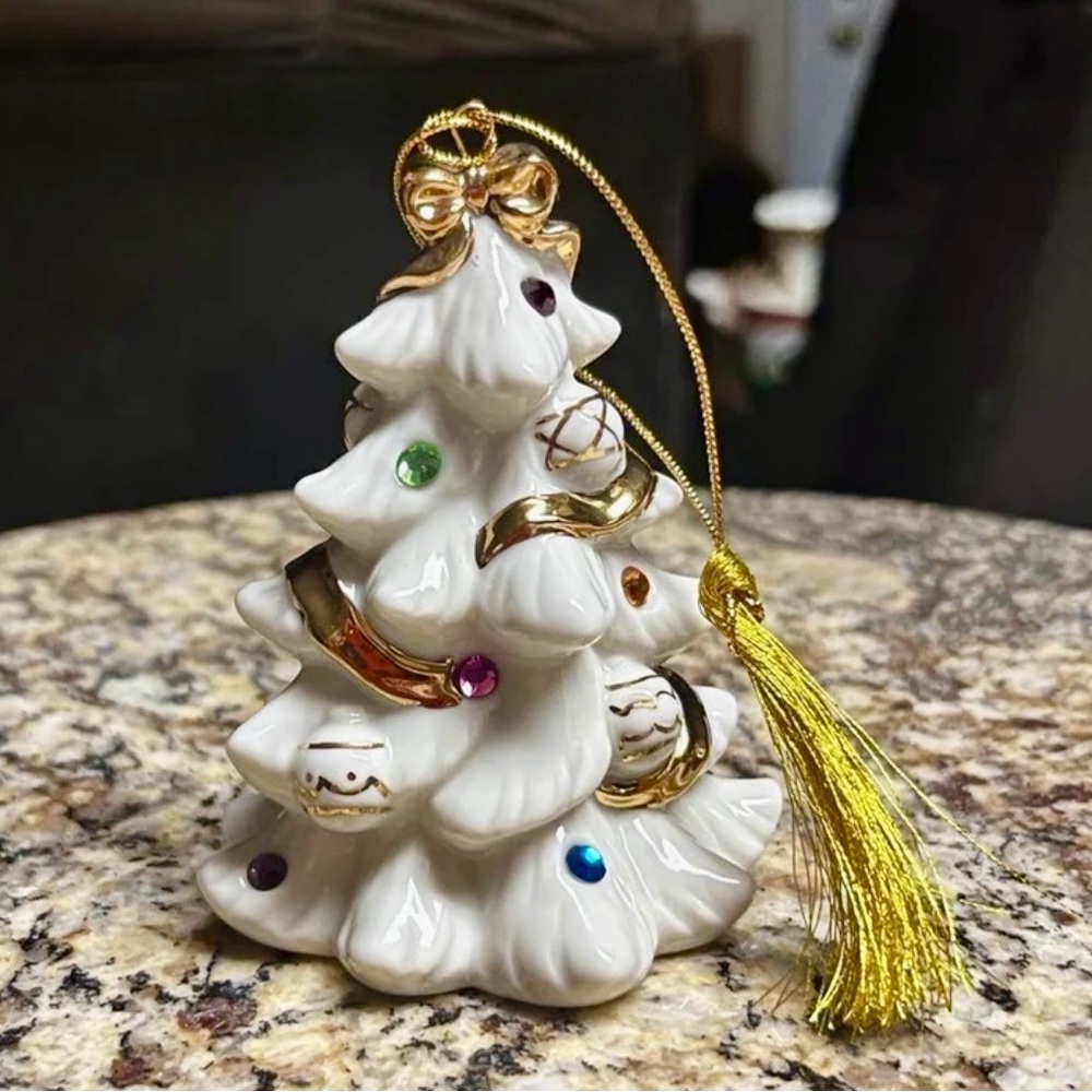 Lenox~2001 Jeweled Christmas Tree Ceramic Ornament W/ Colored Jewels & Gold Trim - Picture 6 of 12